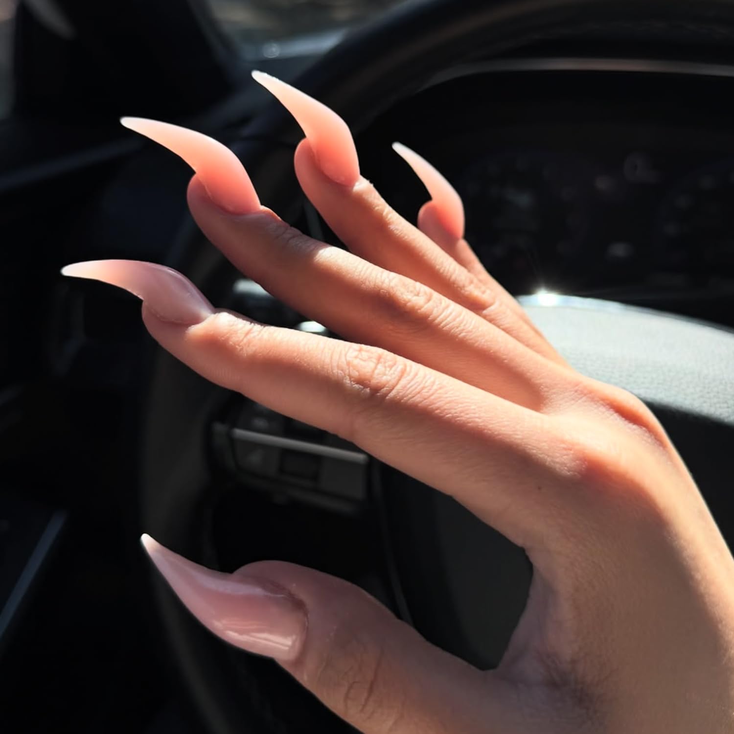 RIICFDD curved stiletto nude pink press-on nails for everyday glam