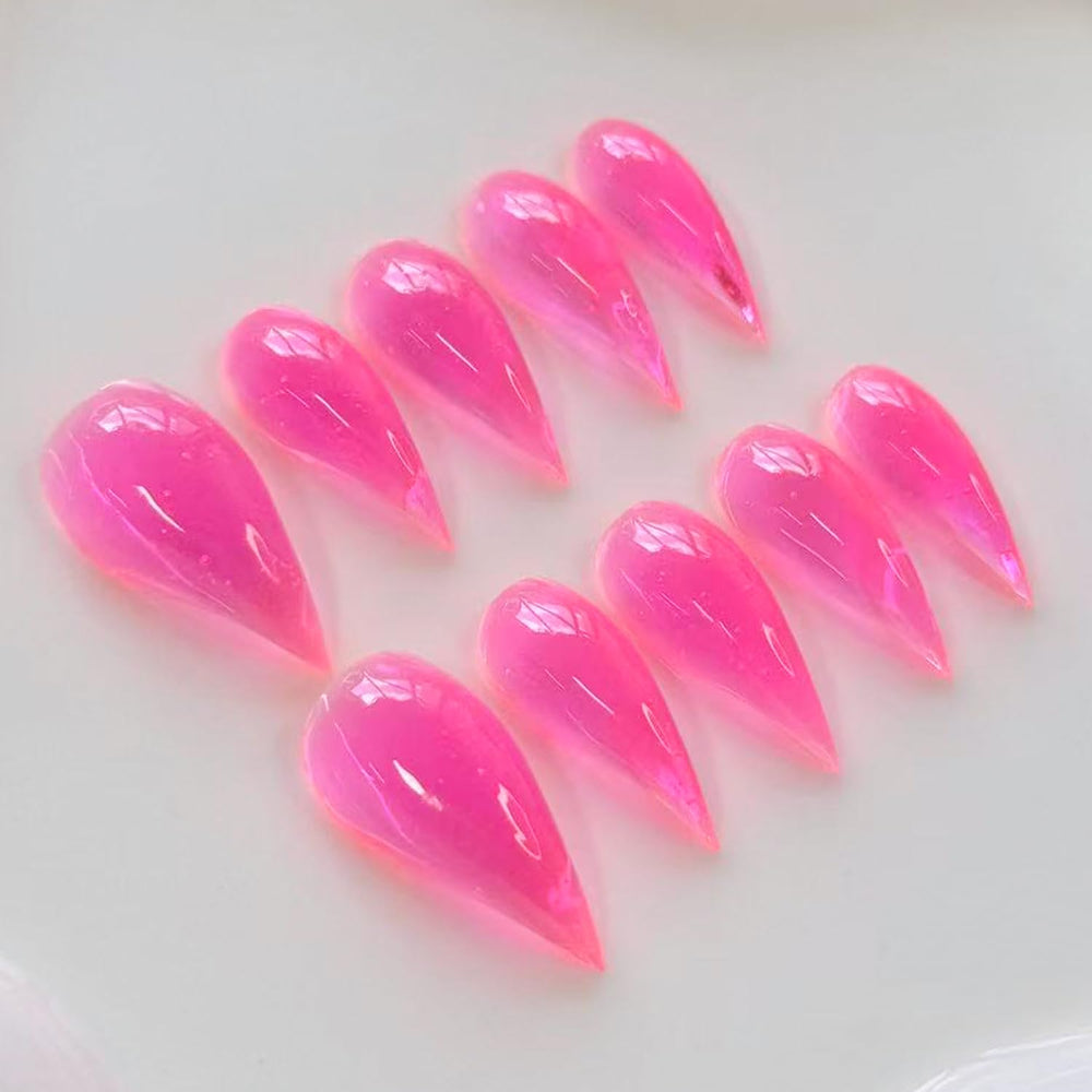 RIICFDD press-on nails kit with glue and cuticle stick for quick, secure manicures.