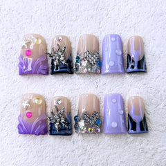 RIICFDD purple thick acrylic nails offer durable, reusable style for busy days.