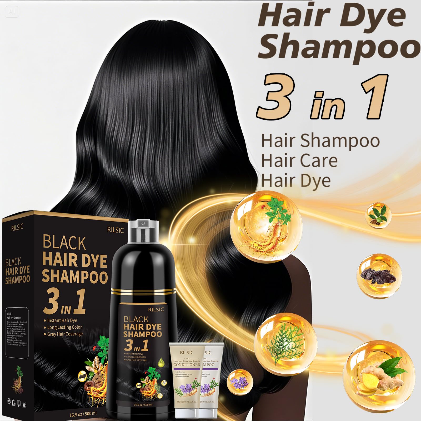 RILSIC applying hair color shampoo during treatment.