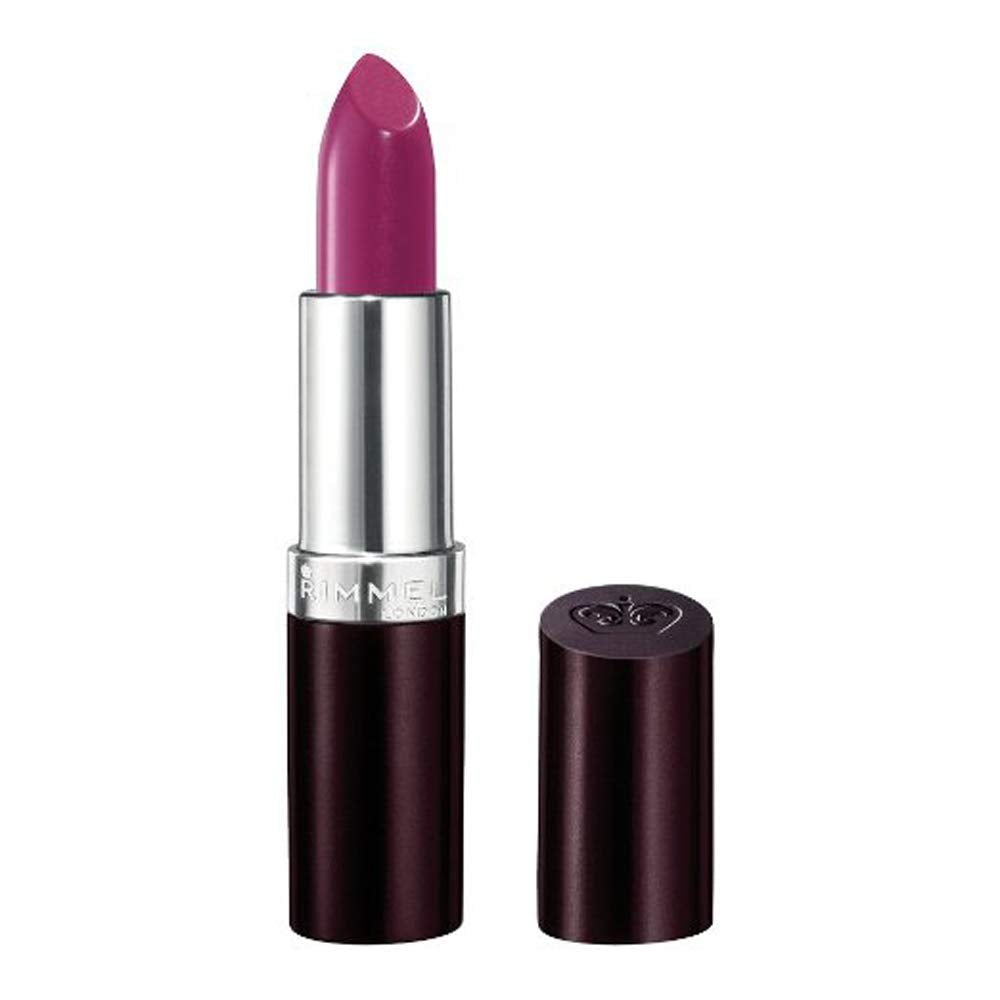 Rimmel Lasting Finish Amethyst Shimmer lipstick bullet offers vivid color and shimmer.