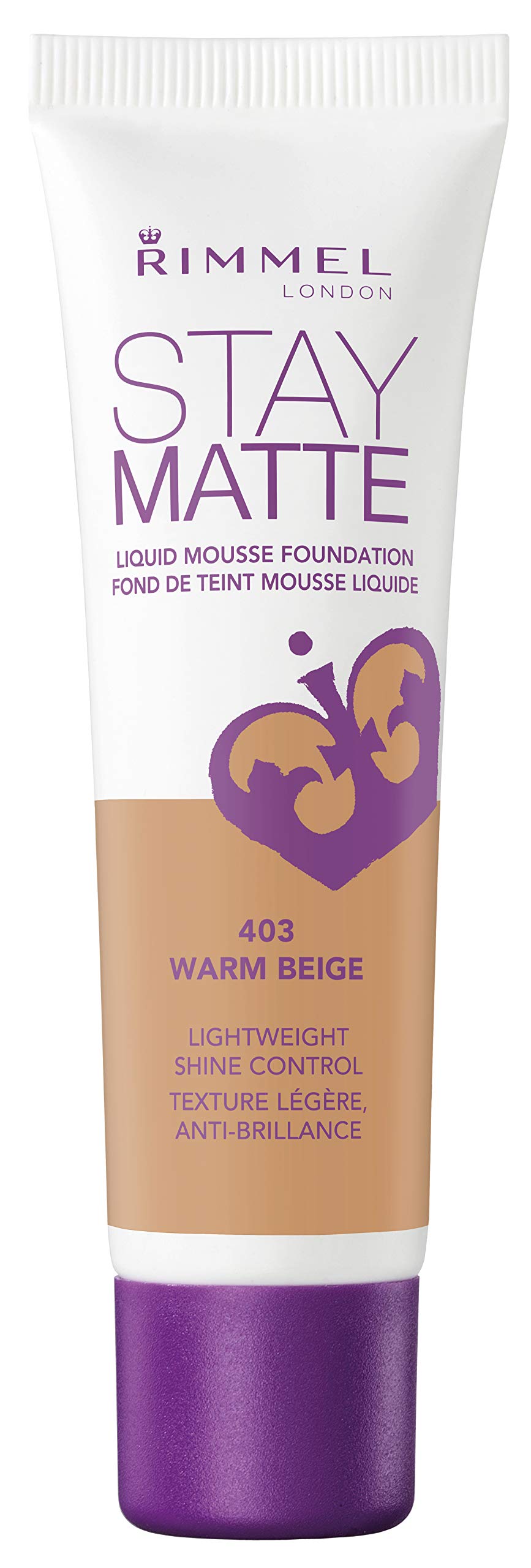 Rimmel Stay Matte Foundation bottle pour showing oil-free shine control