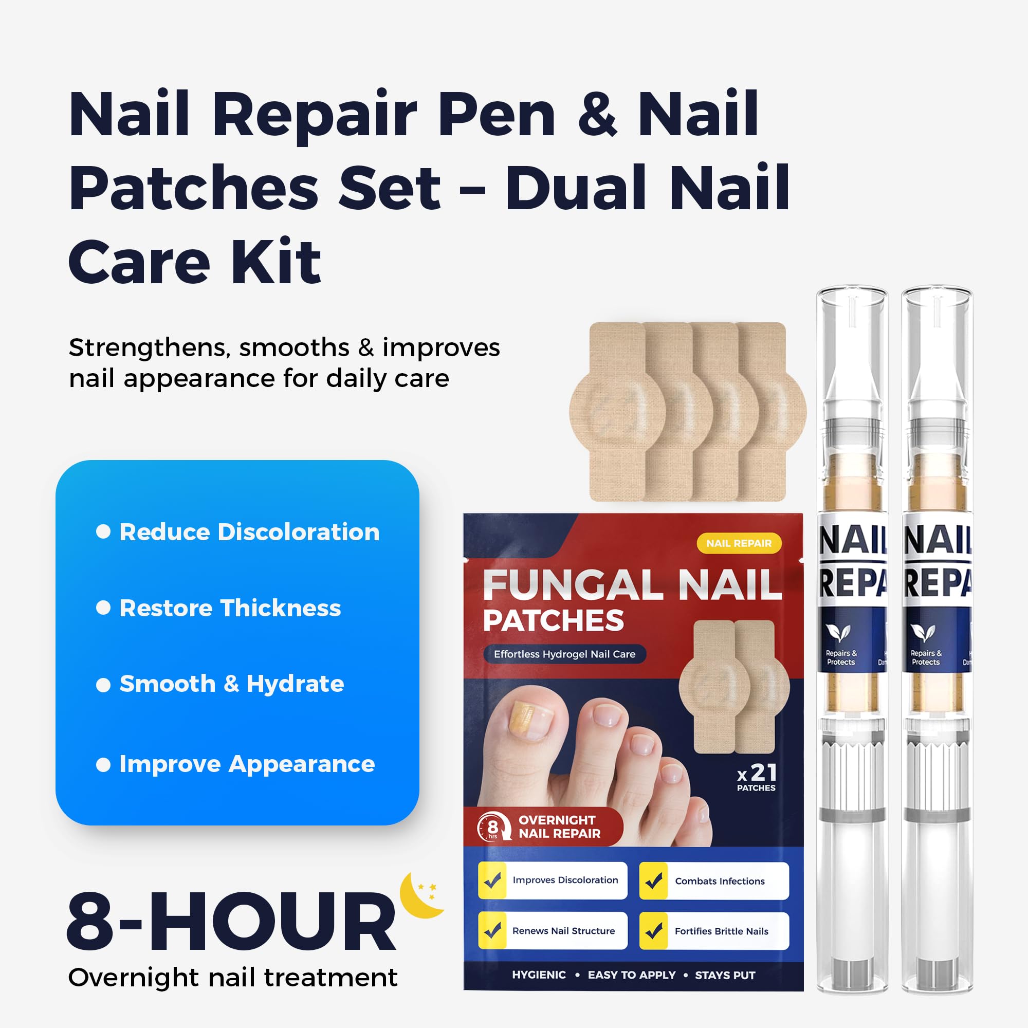 Rinlus nail repair pen for targeted treatment of brittle nails.
