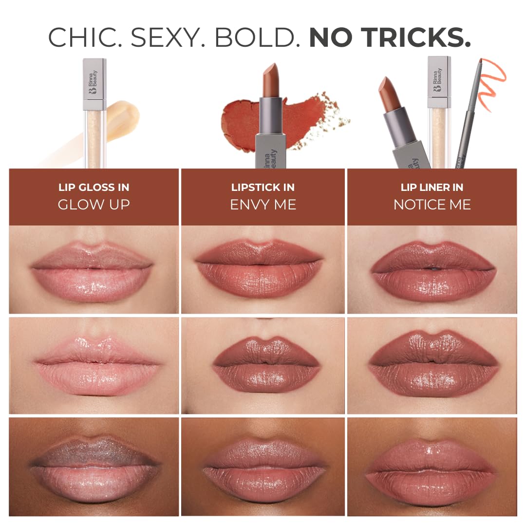 Rinna Beauty Envy Me Lipstick cool-brown swatch highlights creamy, hydrating texture