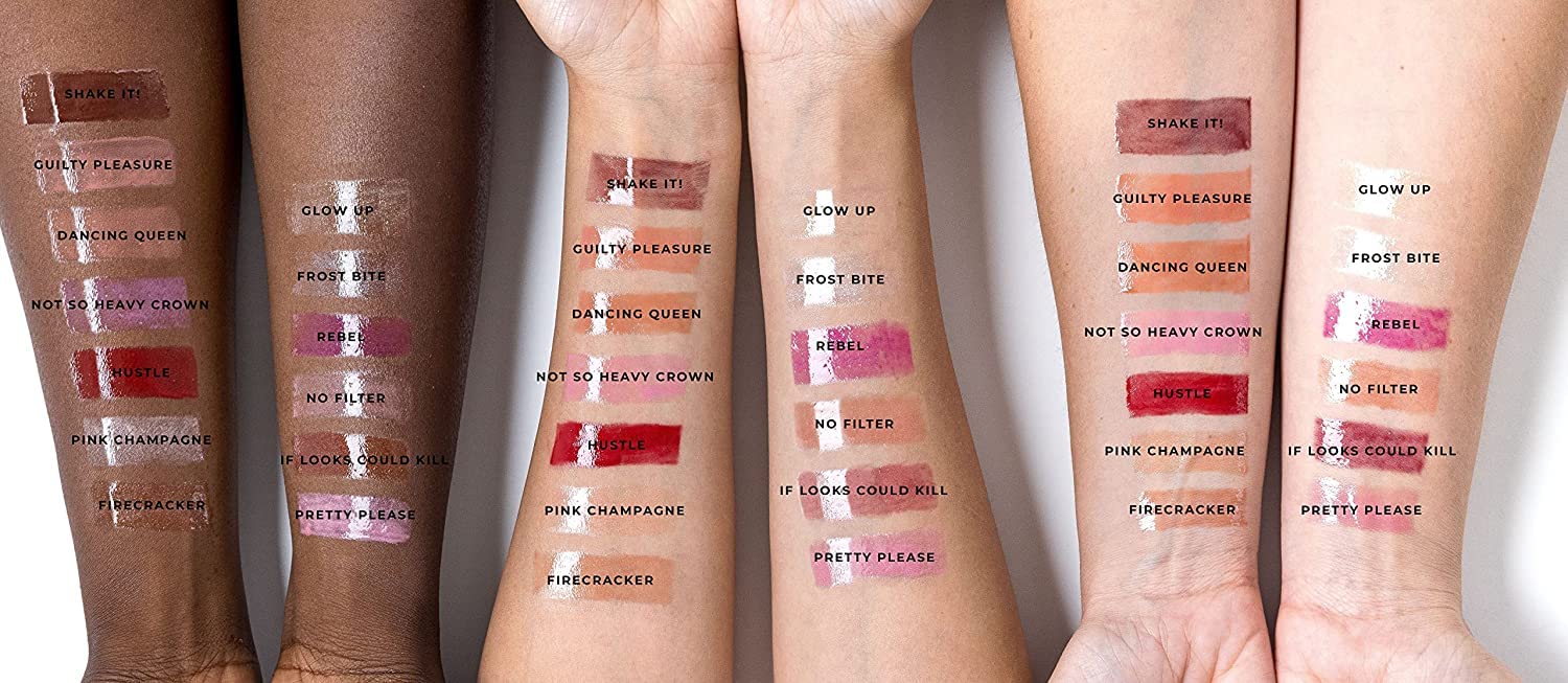 Rinna Beauty Guilty Pleasure texture shows non-sticky, hydrating feel.