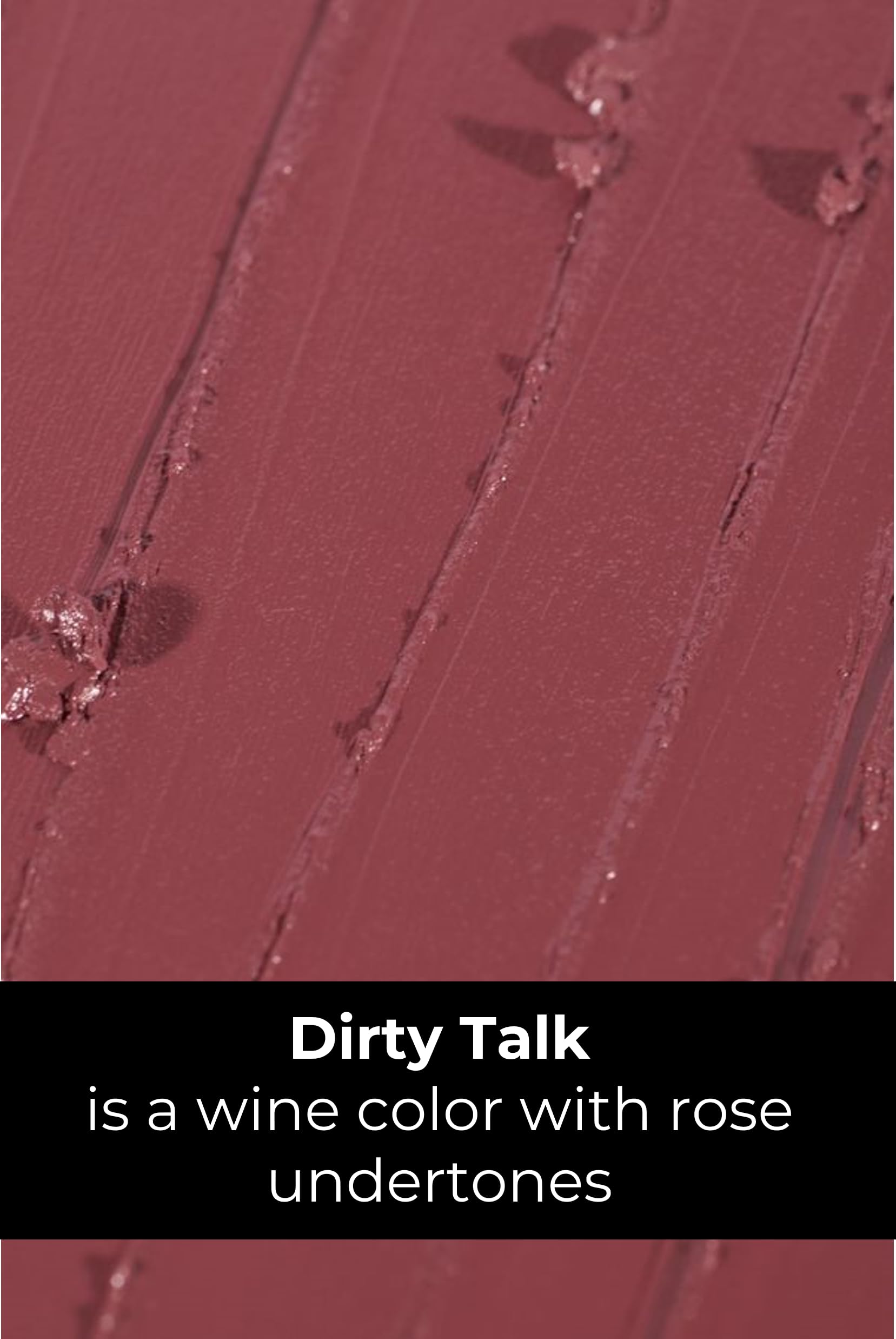 Rinna Beauty Dirty Talk lipstick applied on lips with creamy sheen