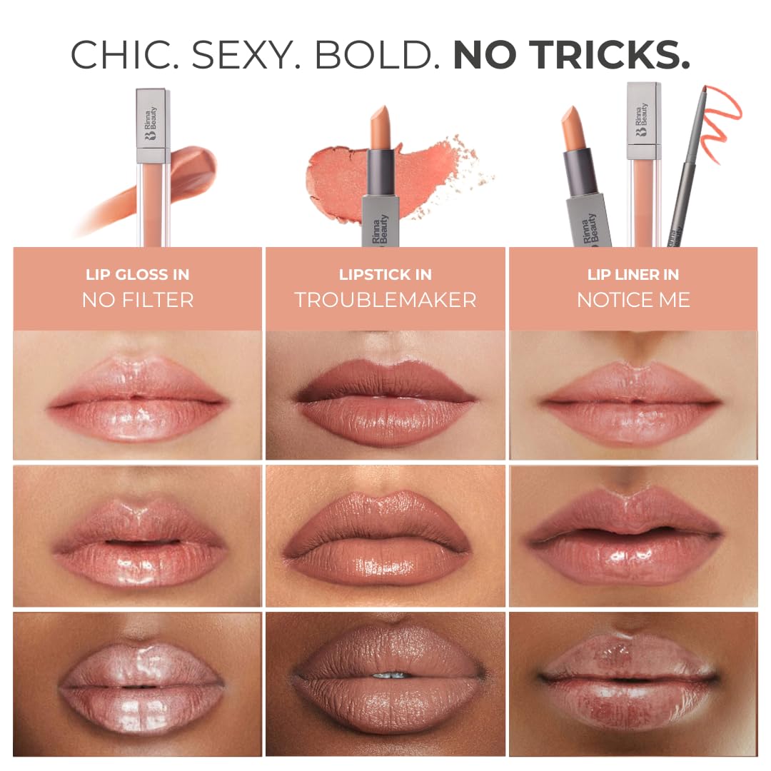 Rinna Beauty Icon Lip Kit Birthday Suit lipstick swatch with creamy nude pigment