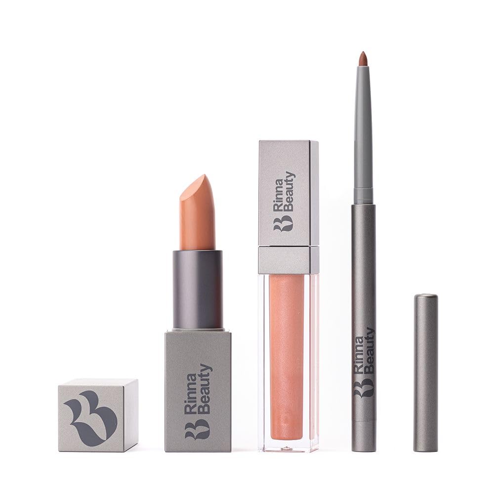 Rinna Beauty Icon Lip Kit Birthday Suit pack shot showing the complete nude lip trio