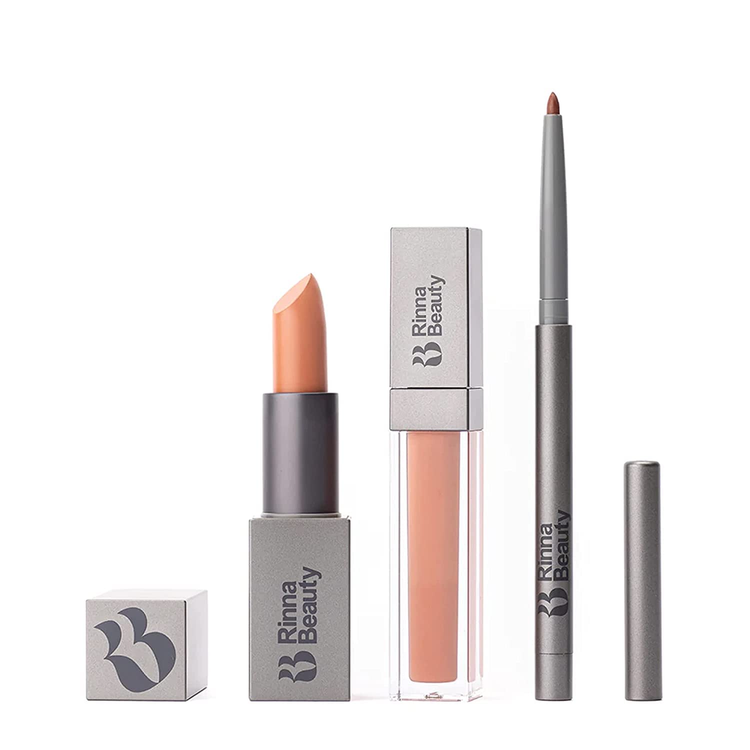 Rinna Beauty Icon Lip Kit lipstick swatch in Nude Coral for rich, lasting color.