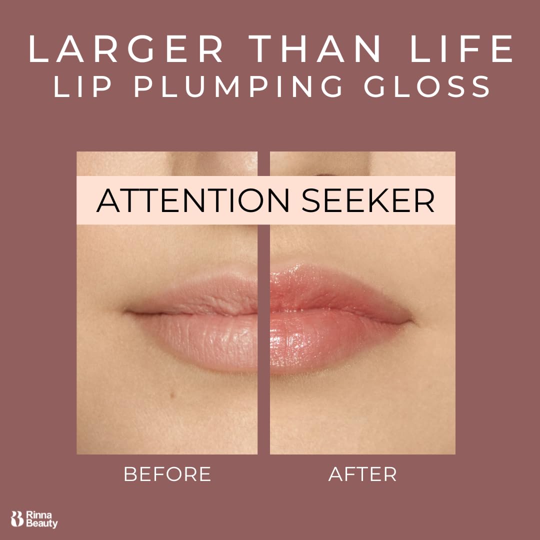 Rinna Beauty Larger Than Life gloss highlights brilliant shine for fuller-looking lips.