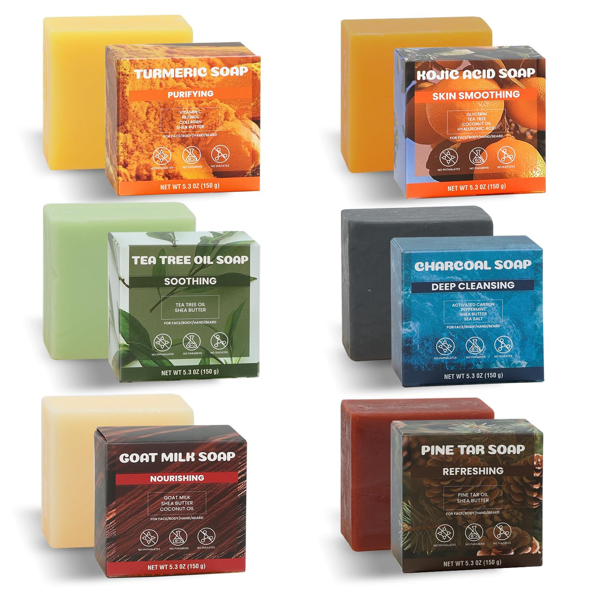 Rinse & Robust variety pack of six bars for versatile daily cleansing.