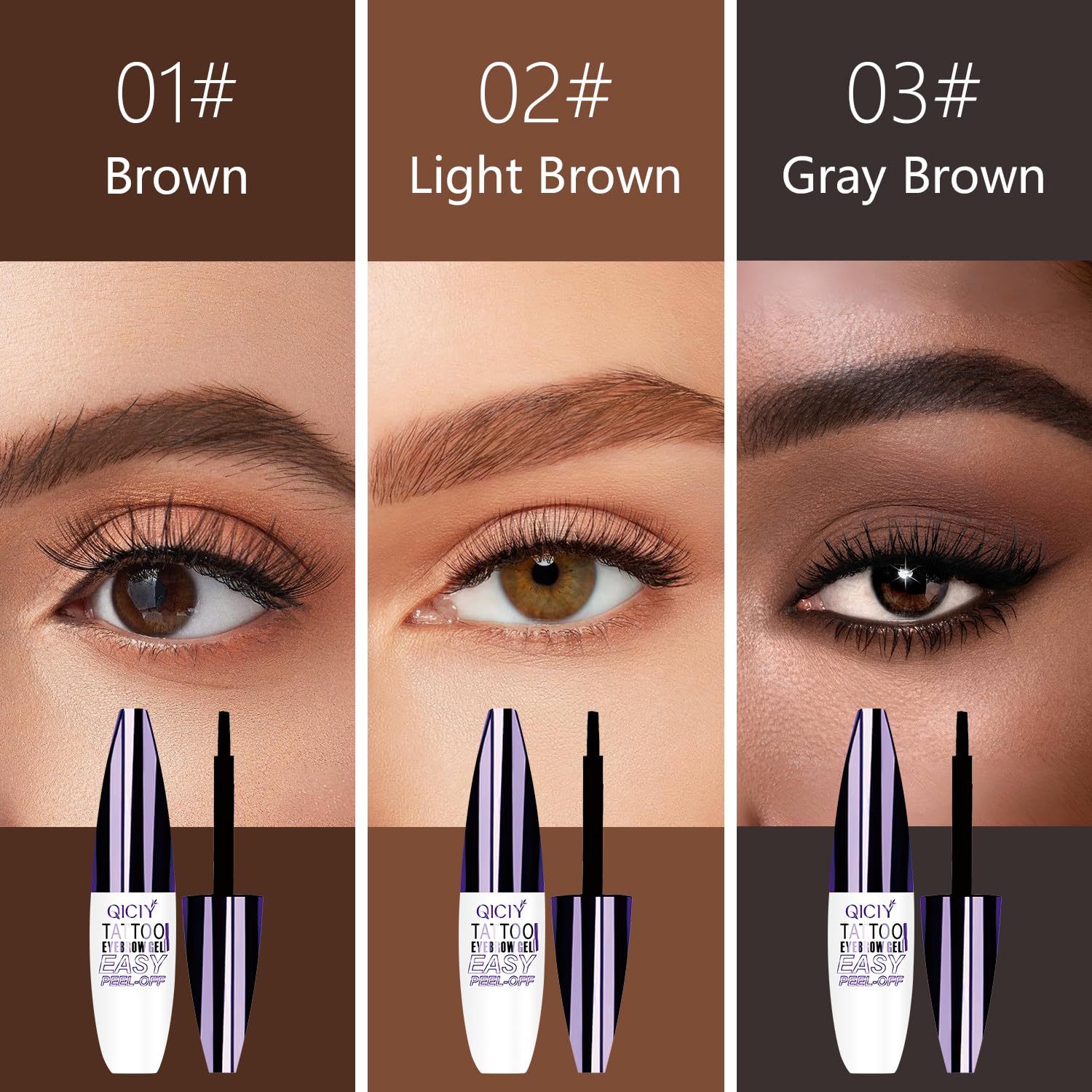 Rliolouo QICI eyebrow gel drying time visual highlights quick 20-minute set.