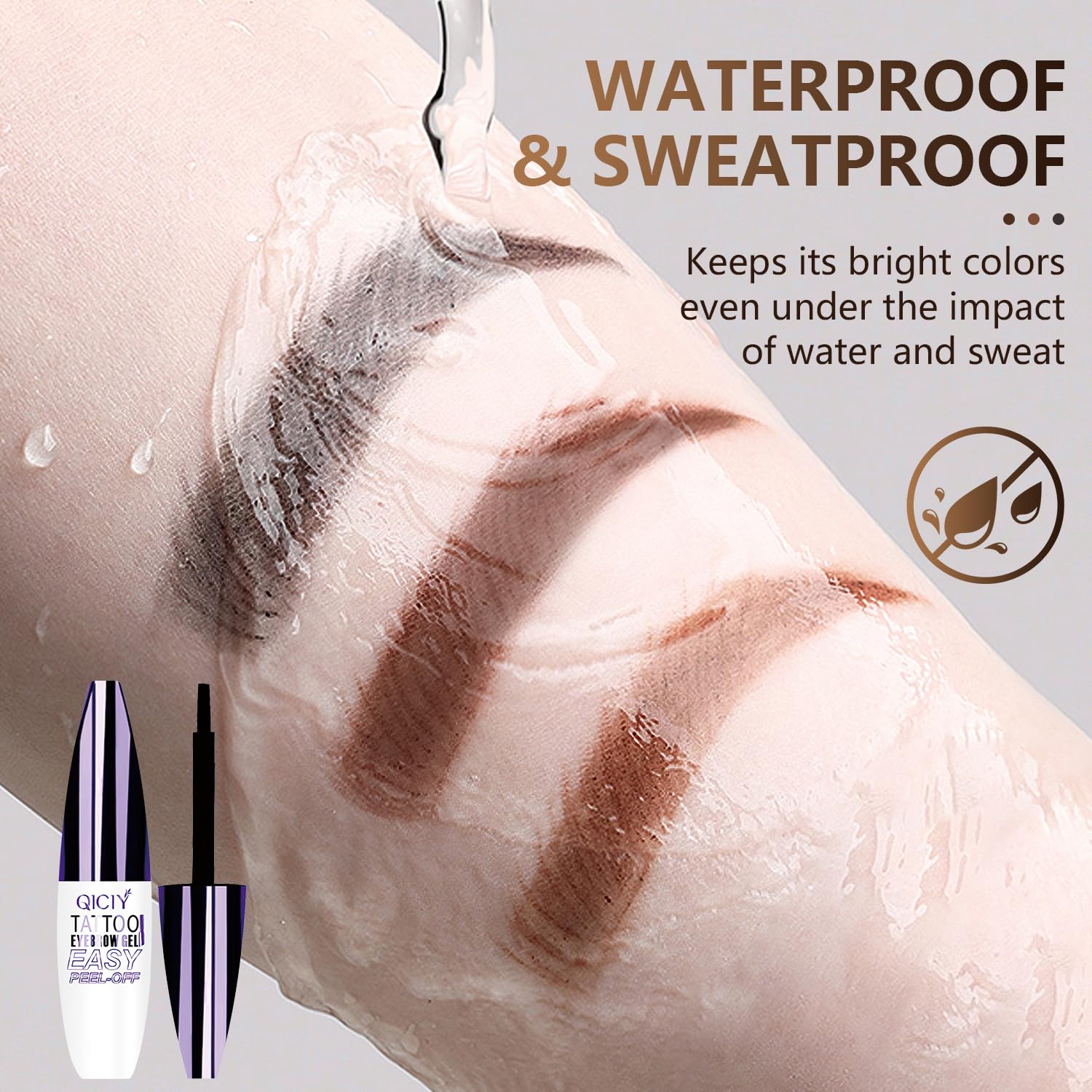 Rliolouo QICI eyebrow tint application demonstrates easy, precise color placement.