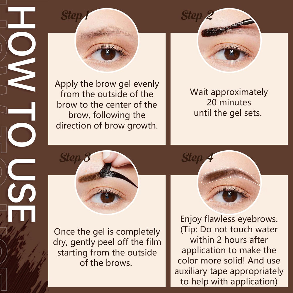 Rliolouo QICI tint application on brows demonstrates waterproof and sweatproof performance.
