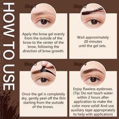 Rliolouo QICI tint application on brows demonstrates waterproof and sweatproof performance.