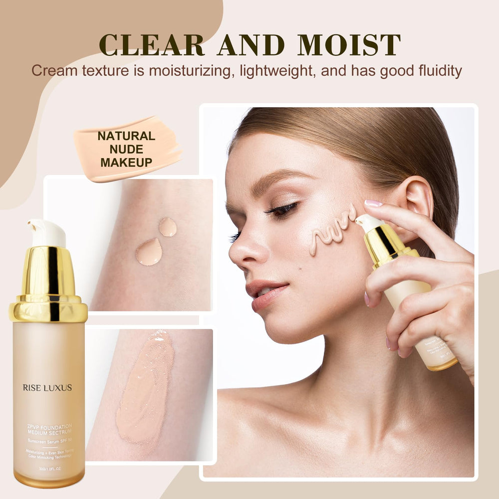 Rise Luxus Ultrablend full-face application shows smooth hydration and brightness.