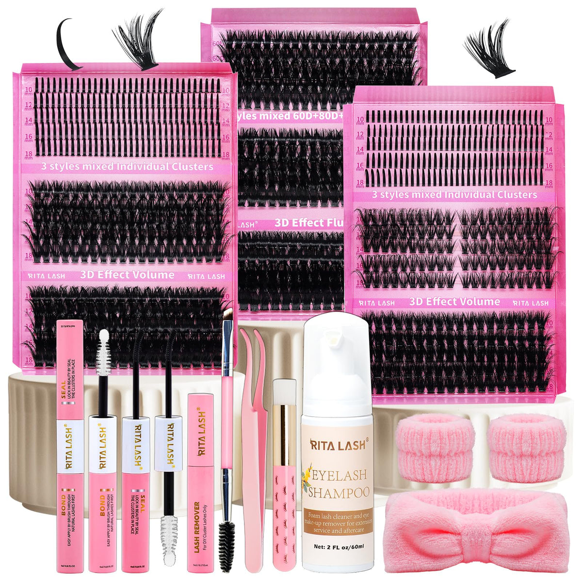 Ritalash lash clusters kit three boxes for at-home DIY styling