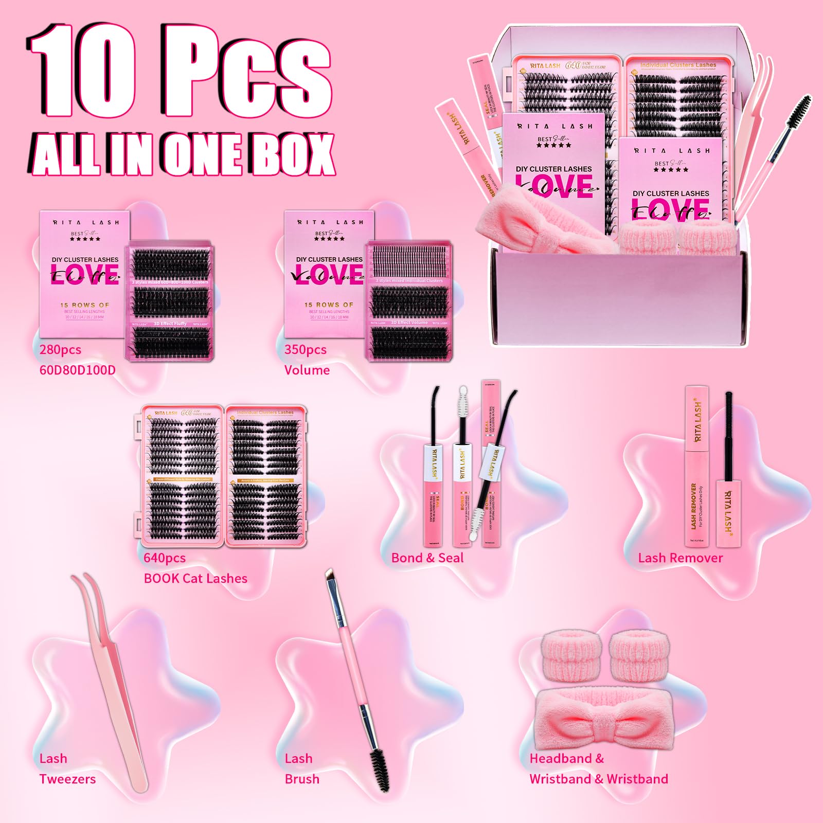RITALASH lash remover cleans away clusters without harsh rubbing.