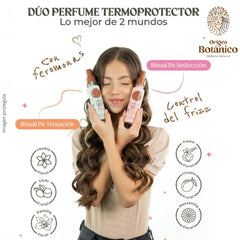 Ritual Botanico Thermal Protector Seduction Rose spray highlights heat protection.