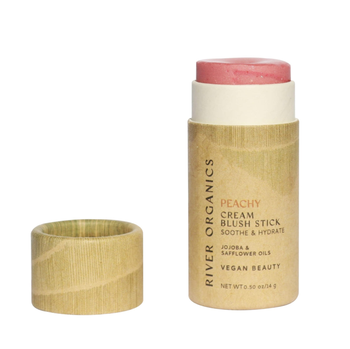 River Organics Peachy blush swirl for versatile, flattering multi-use color.