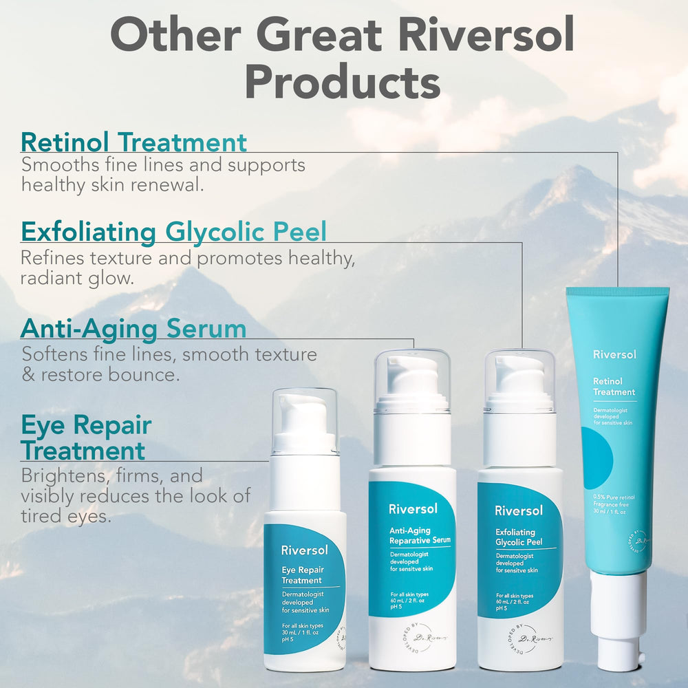 Riversol bottle highlighting fragrance-free, vegan, and hypoallergenic features.