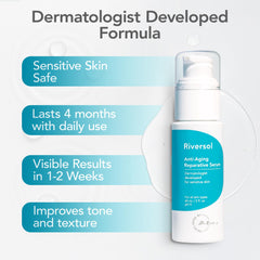 Riversol vitamin C serum gel texture shown for smooth absorption