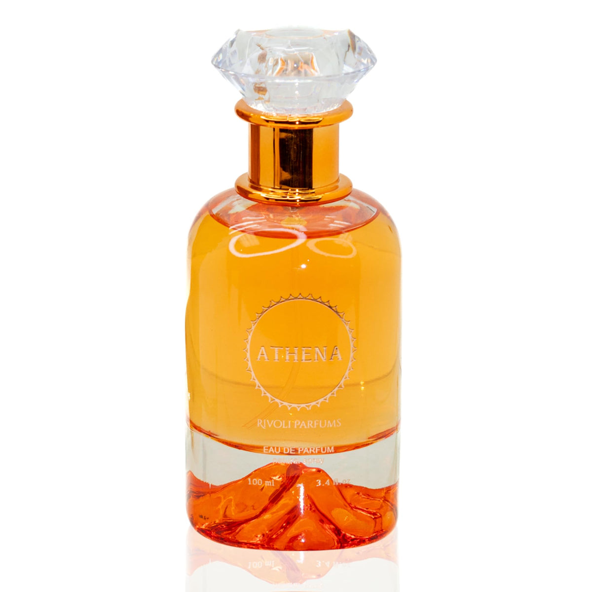 Rivoli Athena bottle front displays elegant fragrance design for daily wear.