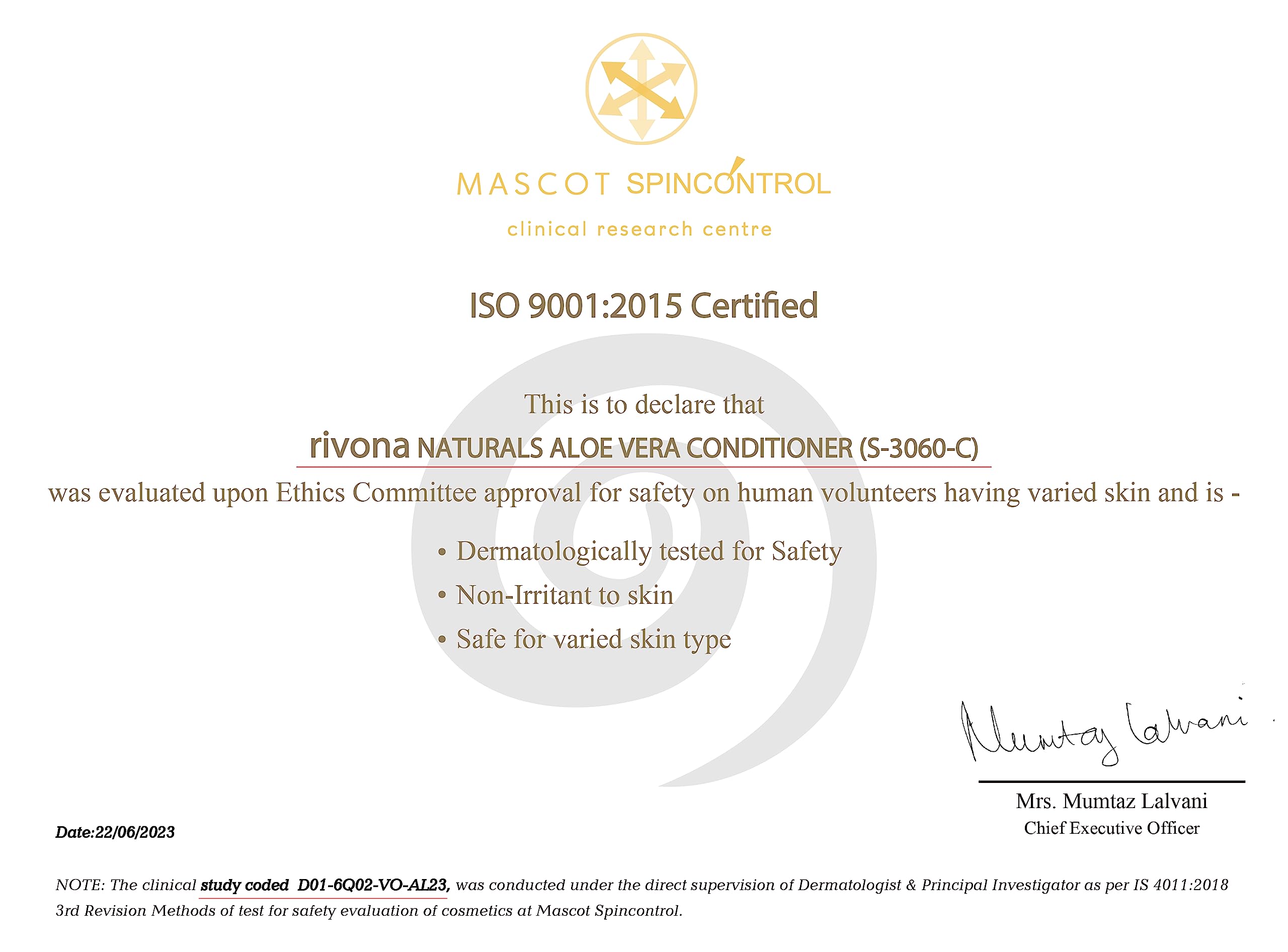 RIVONA NATURALS Silicone-free label for gentle daily care