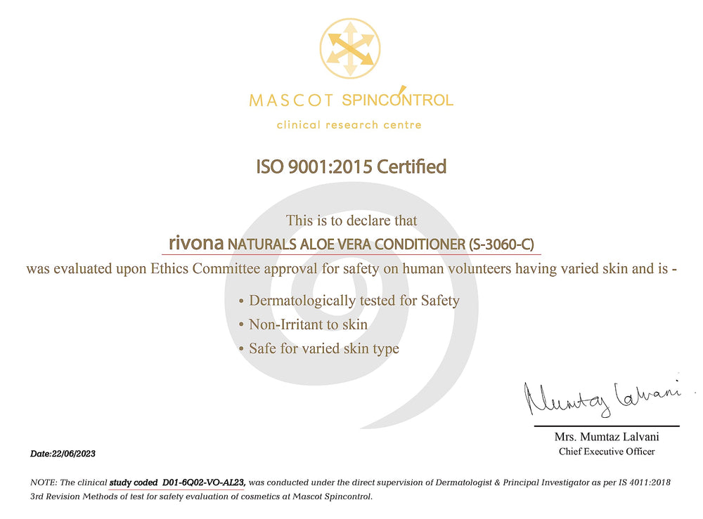 RIVONA NATURALS Silicone-free label for gentle daily care