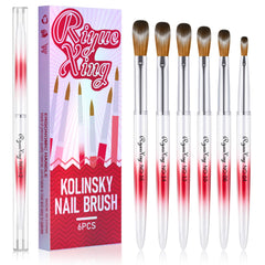 RIYUEXING acrylic nail brush set with Kolinsky hair and red handle for smooth, consistent application.