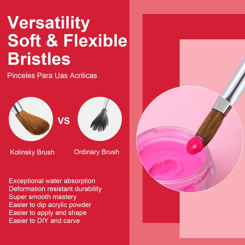 RIYUEXING acrylic nail brush with large round head for broad coverage and detailed work.