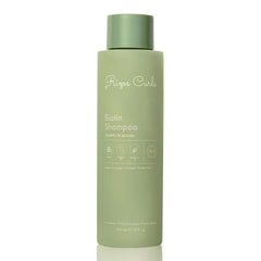 Rizos Curls Biotin Shampoo bottle-front highlights sulfate-free formula for all hair types.