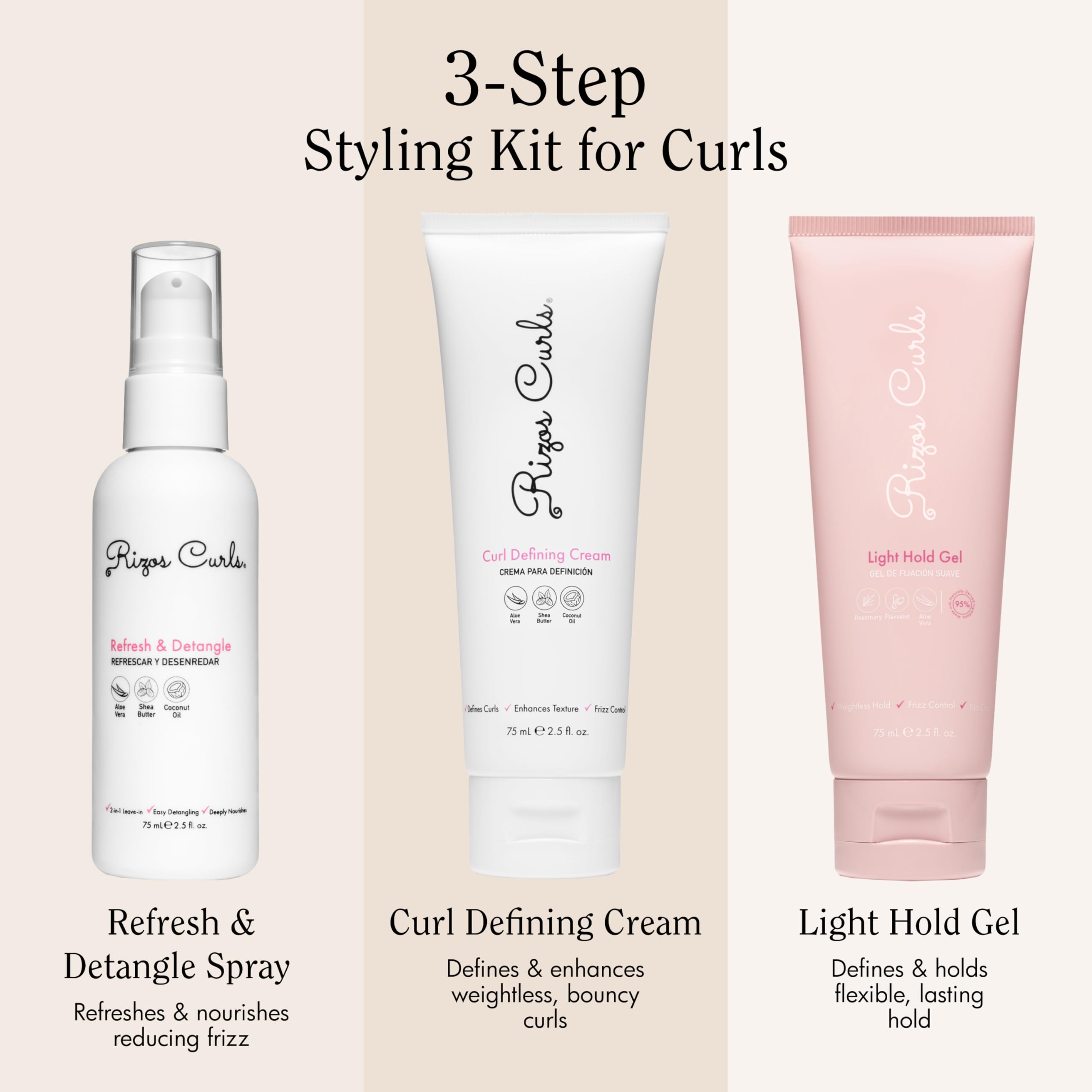 Rizos Curls Light Hold Gel tube provides flexible hold and shine.