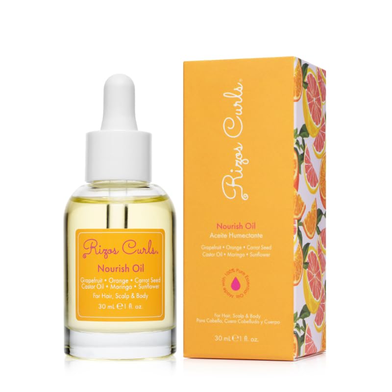 Rizos Curls Nourish Oil bottle pour for smooth, hydrated hair