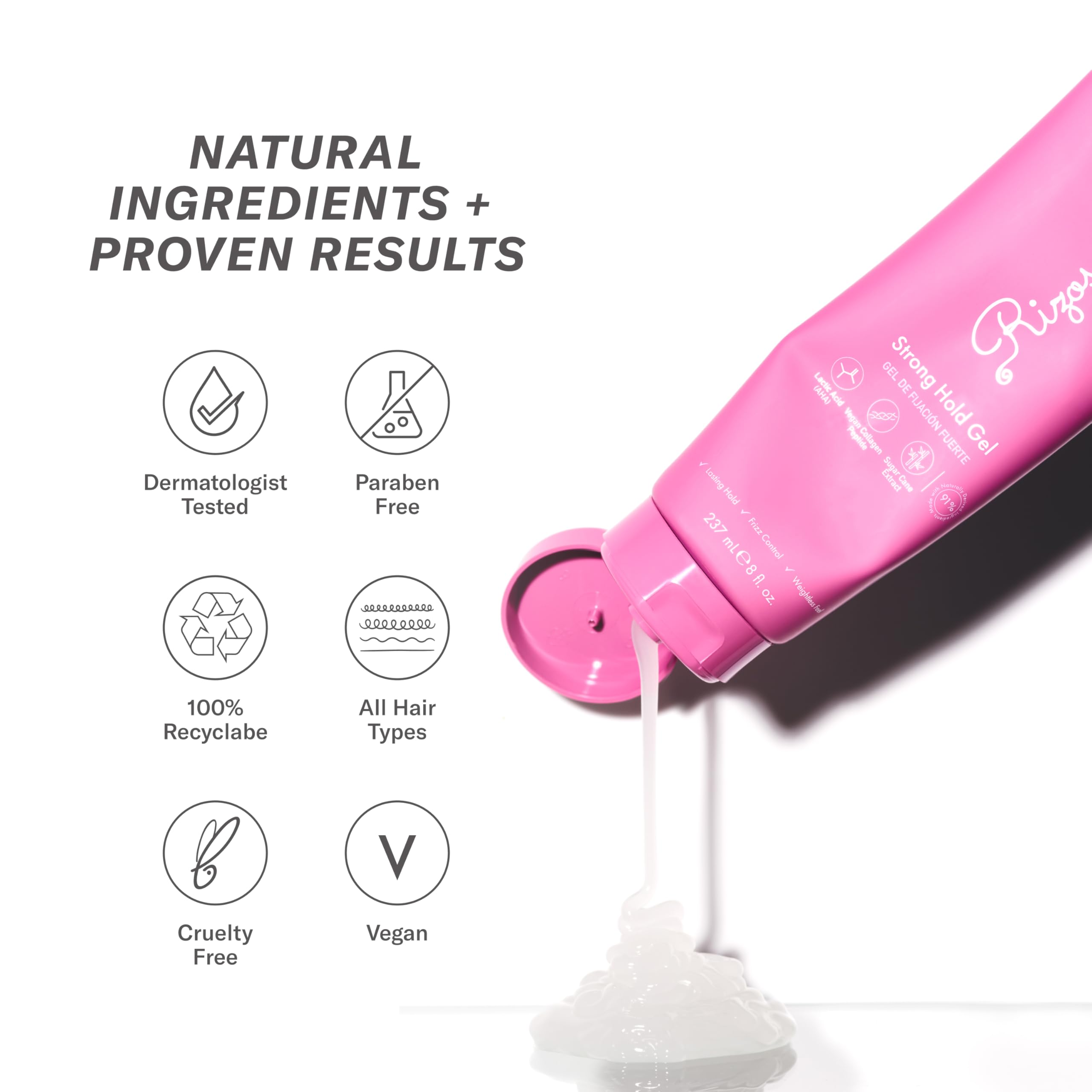 Rizos Curls gel helps with frizz control on wavy hair.