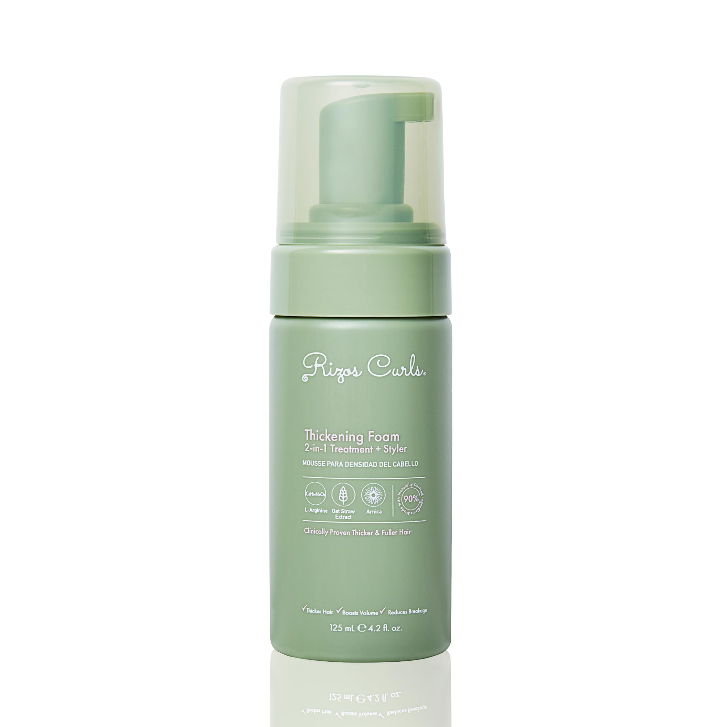 Rizos Curls Thickening Foam at roots for instant root volume.