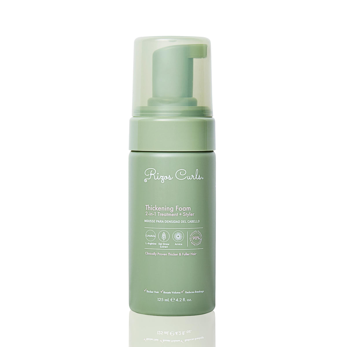 Rizos Curls Thickening Foam at roots for instant root volume.