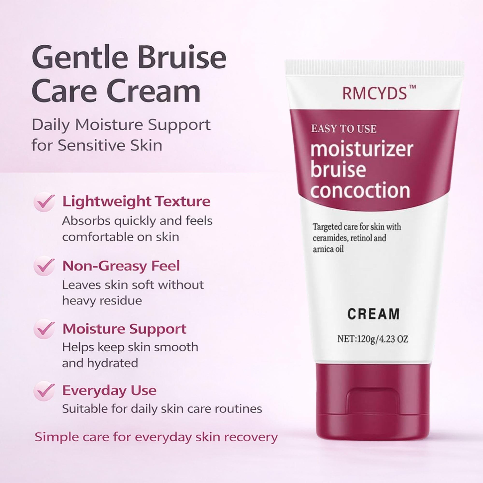 RMCYDS Bruise Cream texture on skin shows non-greasy absorption