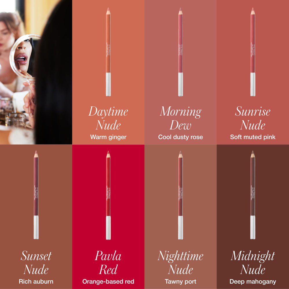 Pencil with built-in sharpener for precise lip lining.