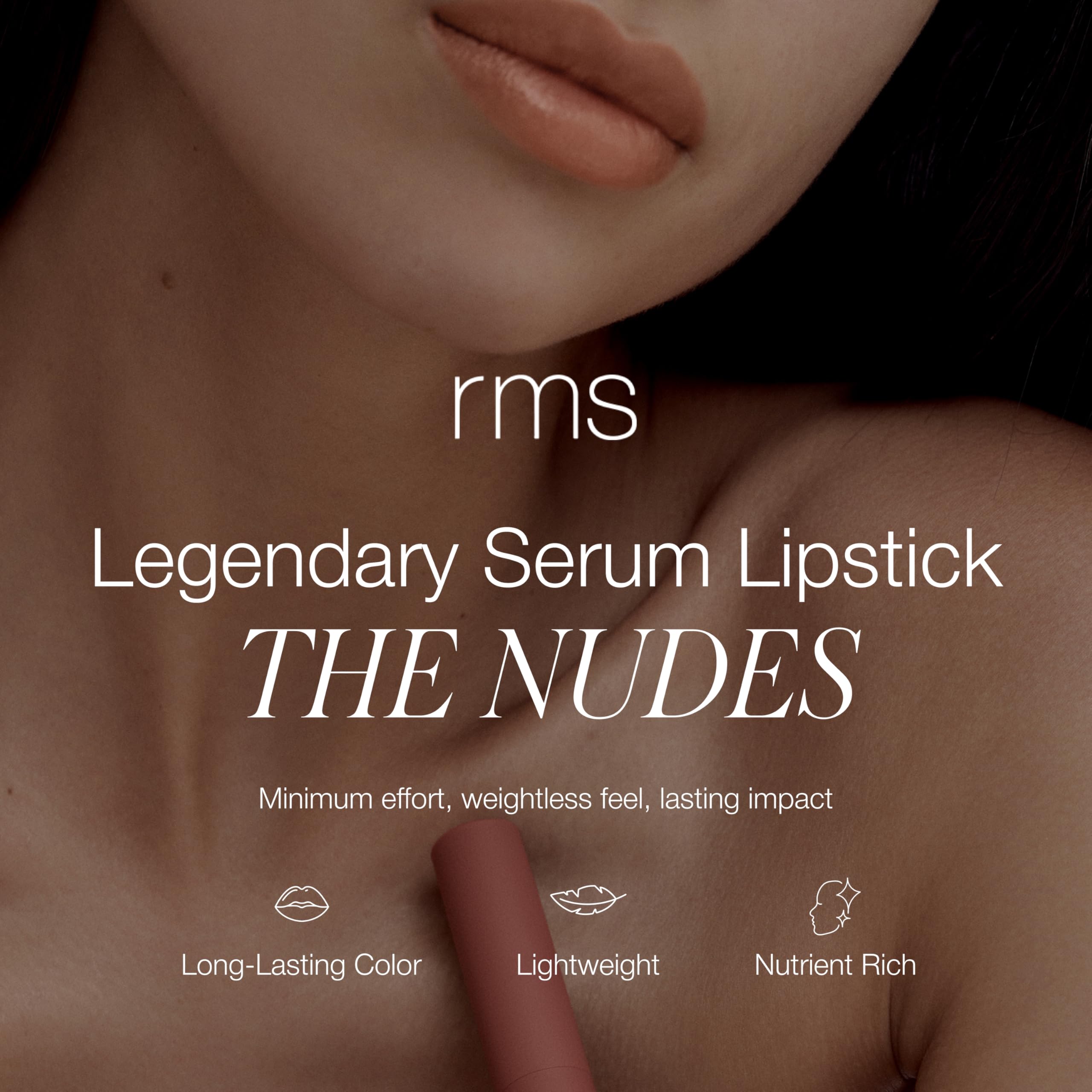 RMS Beauty Legendary Serum Lipstick The Nudes adaptogenic herbal blend close-up