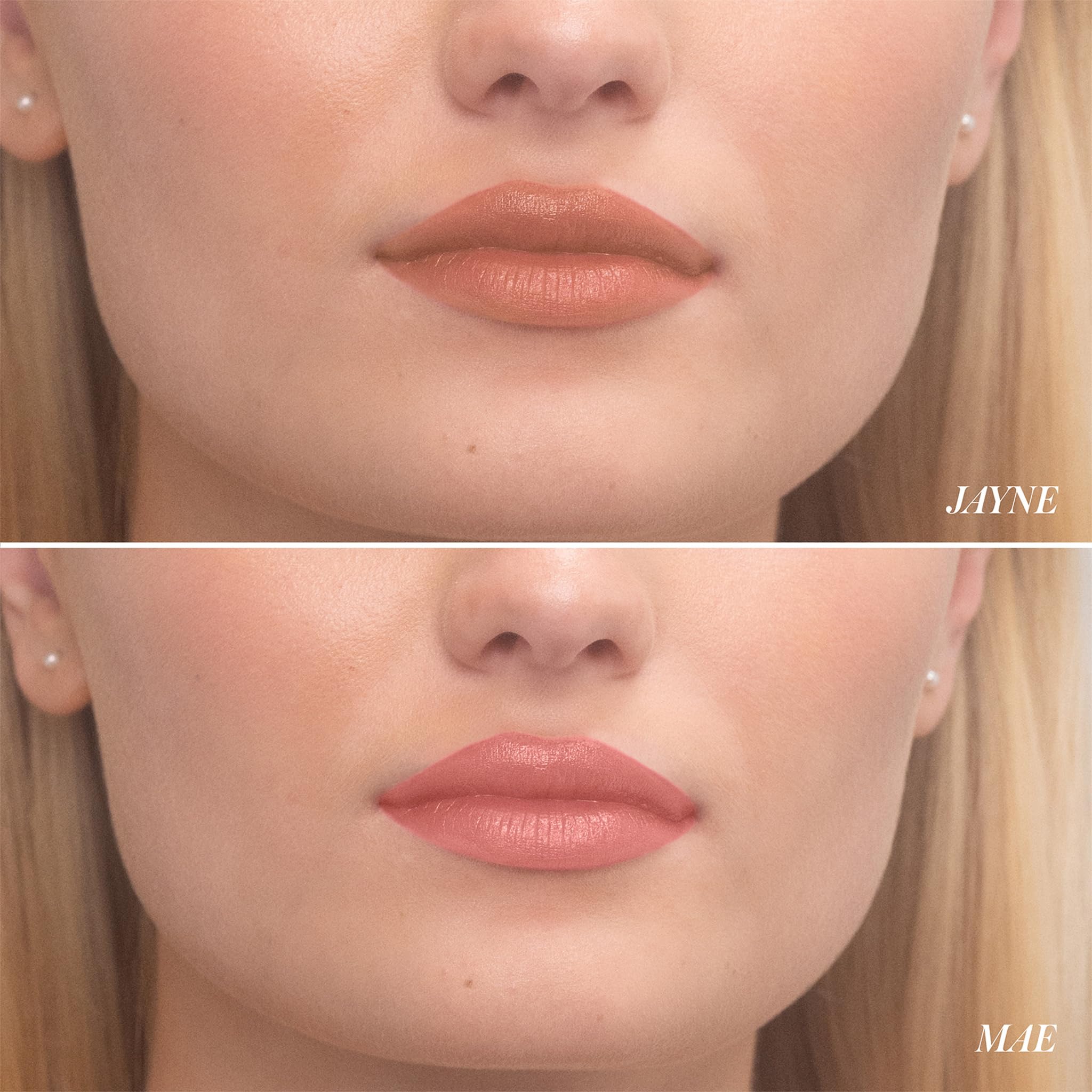 RMS Beauty Legendary Serum Lipstick The Nudes application close-up with cooling sensation