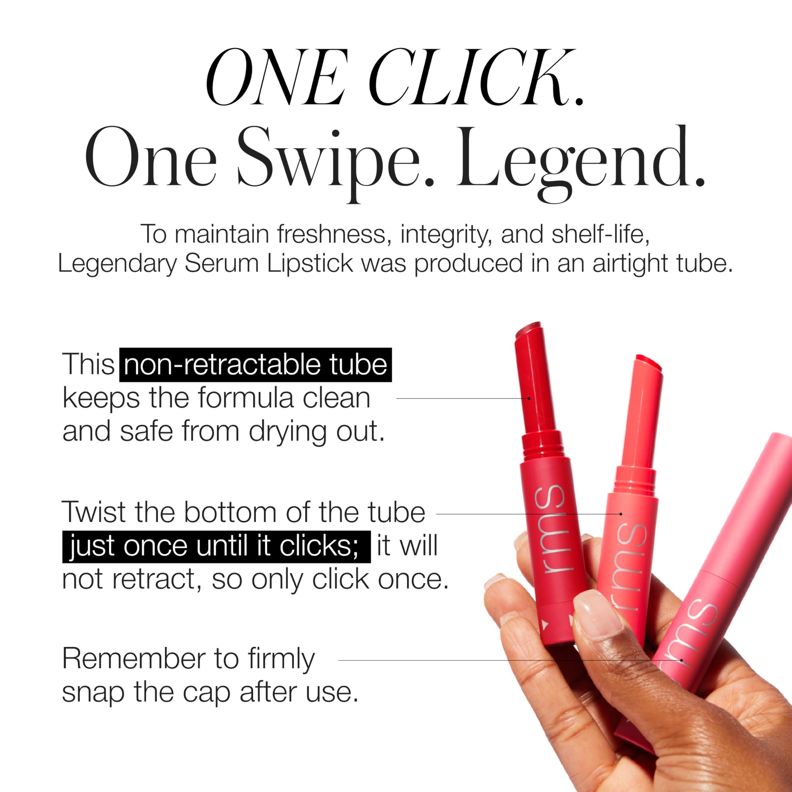 RMS Beauty Legendary Serum Lipstick The Nudes packaging highlights vegan cruelty-free formula