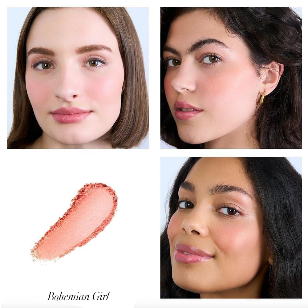 RMS Beauty Redimension Hydra Powder Blush brush stroke demonstrates light-weight layering
