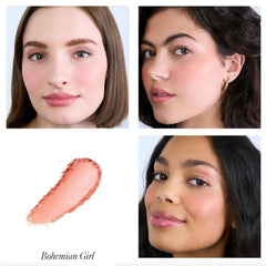 RMS Beauty Redimension Hydra Powder Blush brush stroke demonstrates light-weight layering