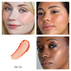 RMS Beauty Redimension Hydra Powder Blush being applied for a lightweight, lasting flush.