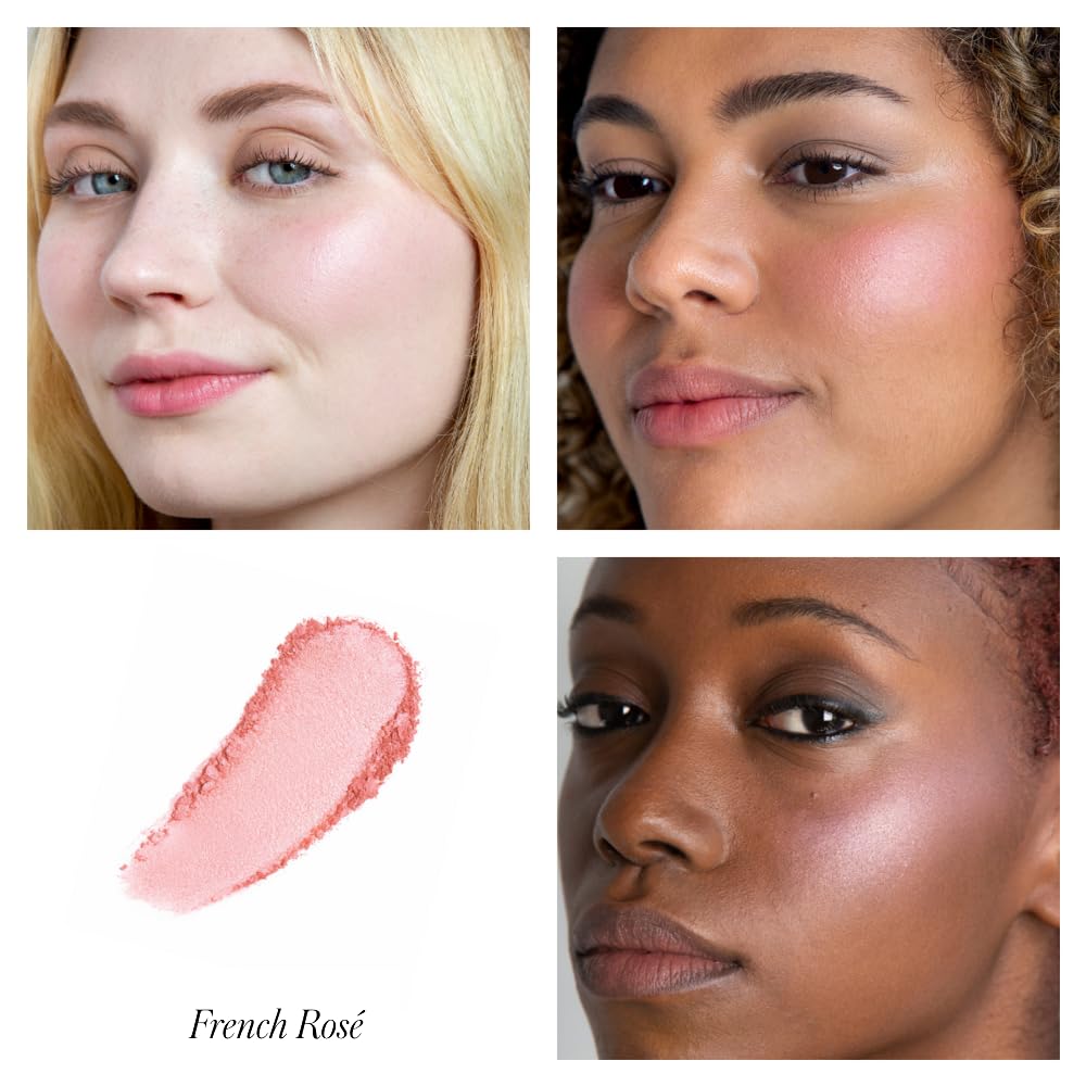 RMS Beauty Redimension Hydra Powder Blush brush stroke demonstrates seamless blending