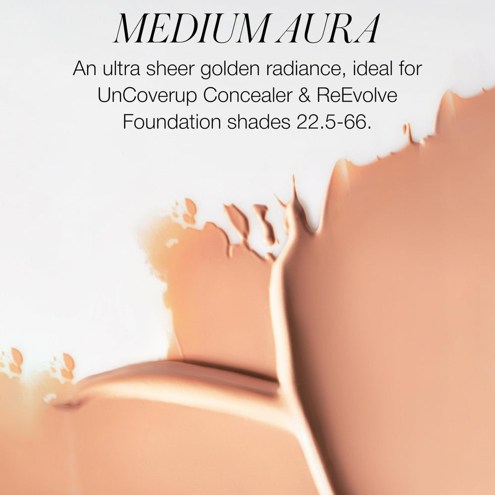 RMS Beauty Supernatural Radiance Serum SPF 30 swirl on skin showing sheer tint.