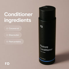 Ro Men's Restore Conditioner bottle ready to moisturize and fortify.