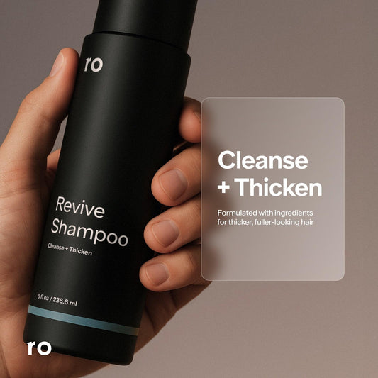 ro men's revive shampoo lather from the pump for invigorating scalp cleansing