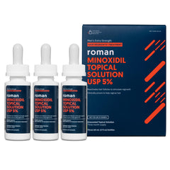 Ro Roman men's topical solution bottle front for easy daily use